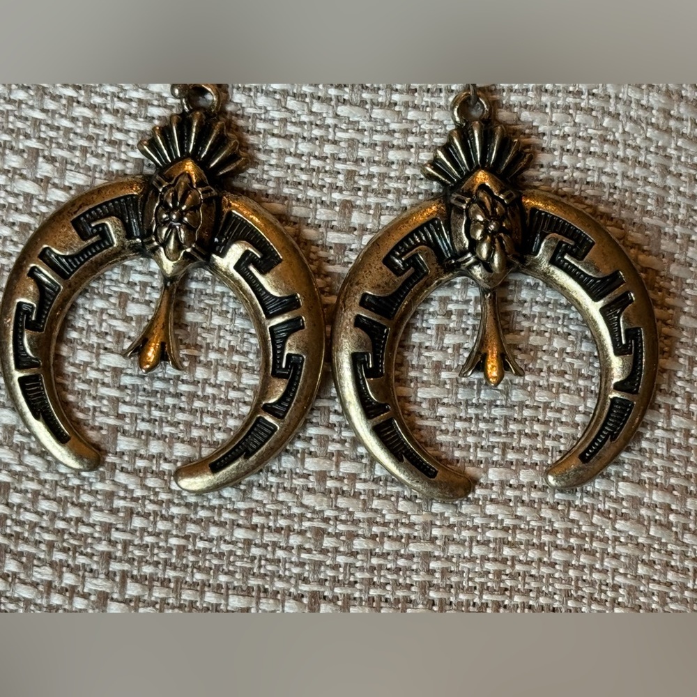 Bohemian Earrings- Brass and Black  in color - Pierced NWOT